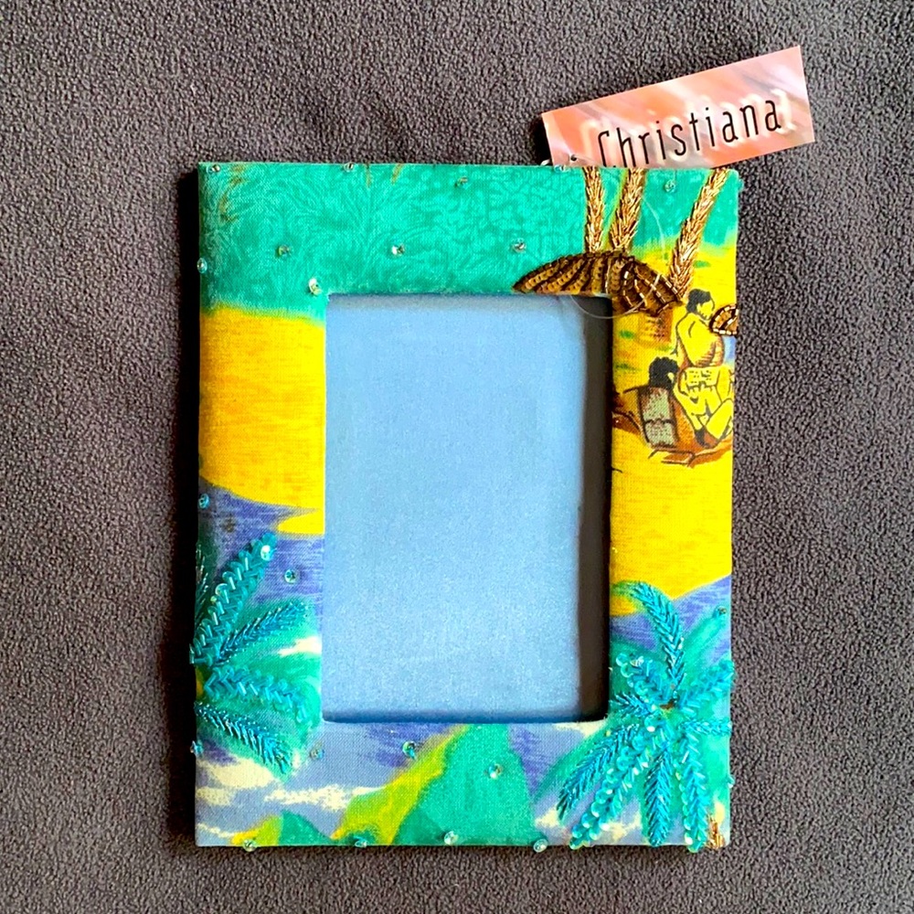 Photo Frame by Christiana Beaded Silk Brand New